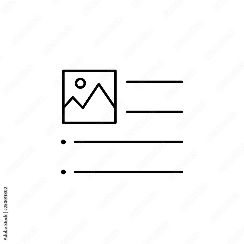 Poster align, image, left, text icon. Element of text and typography for mobile concept and web apps icon. Thin line icon for website design and development