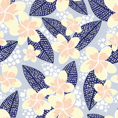 tropical Frangipani seamless vector pattern