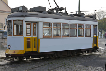 Plakat tram in Lisbon, Portugal