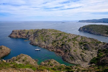 Naklejka na ściany i meble Mediterranean coastline landscape in Creus Cape. Girona, Spain. Horizontal