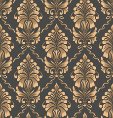 Vector damask seamless pattern background. Classical luxury old fashioned damask ornament, royal victorian seamless texture for wallpapers, textile, wrapping. Exquisite floral baroque template.