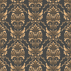 Vector damask seamless pattern background. Classical luxury old fashioned damask ornament, royal victorian seamless texture for wallpapers, textile, wrapping. Exquisite floral baroque template.