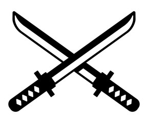Crossed Katanas (Japanese swords) icon illutration. Samurai's weapon.  © barks