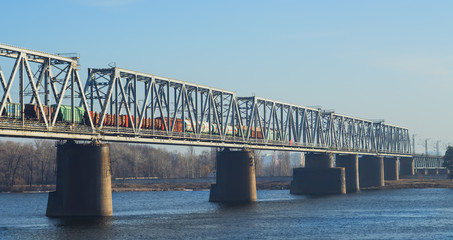 train is running on the bridge