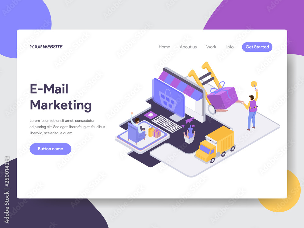 Poster landing page template of drop shipping illustration concept. isometric flat design concept of web pa