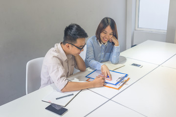 Business team discuss about the financial documents