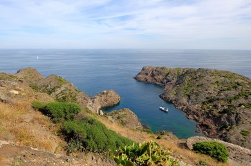 Mediterranean coastline landscape in Creus Cape. Girona, Spain. Horizontal