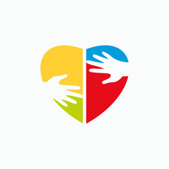 a logo of a combination of love and hands, affection