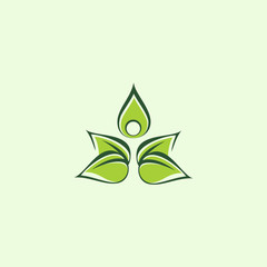 Logo of stylized leafs and people symbol, fits for pharmacy, health company, fitness, eco company