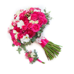 bouquet of roses on white