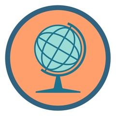 Earth globe vector icon in a round frame 