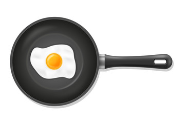 fried roast egg in a pan skillet stock vector illustration