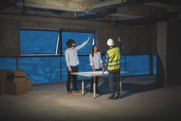 Fototapeta premium business people in group, architect and engineer on construction site