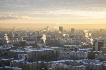 Moscow city winter panoramic views 