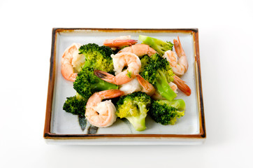 エビとブロッコリーの炒め物