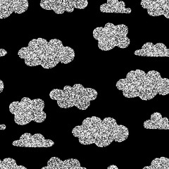 Hand drawn Seamless pattern with cute clouds.