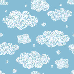 Hand drawn Seamless pattern with cute clouds.