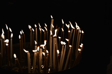 Candle in church Bethlehem Jerusalem