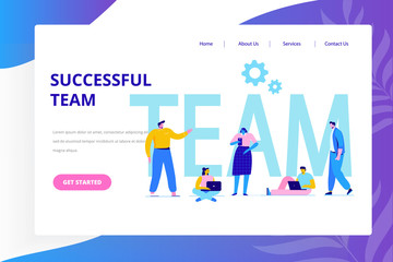 Business people character holding thropy and get reward. Team Work, Partnership, Leadership Concept. Flat vector illustration