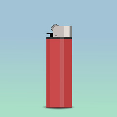   Red cigarette lighter without a flame on a light background
