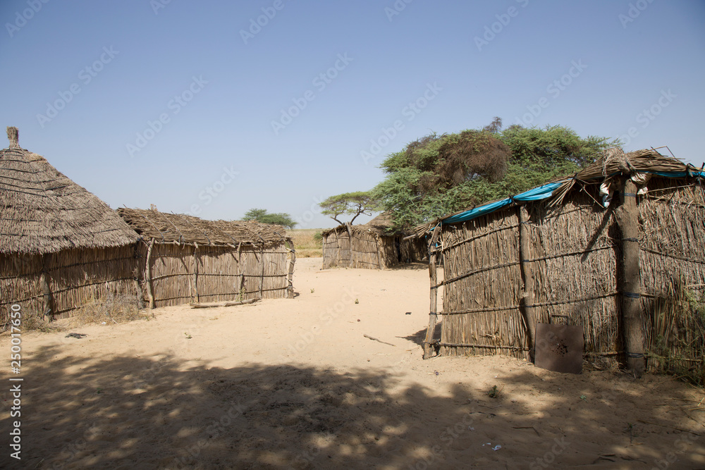 Wall mural negro village with wooden huts