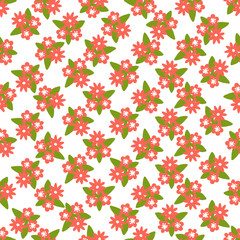 Cute Seamless Floral Pattern isolated on white.