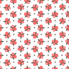 Cute Seamless Floral Pattern isolated on white.