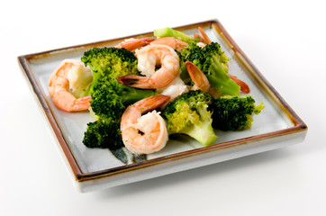 エビとブロッコリーの炒め物