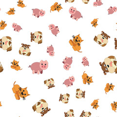 Obraz premium Seamless pattern of cat dogs and pigs