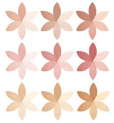 Applicator for a foundation with different colors.Cosmetic sponge. Isolated on white background