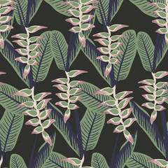 heliconia tropical seamless print pattern 