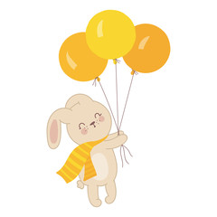 Vector poster with cute rabbit and balloons