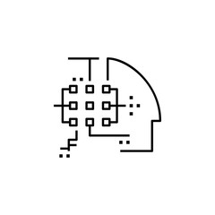 artificial, cyber, head, intelligence icon. Element of future technological pack for mobile concept and web apps icon. Thin line icon for website design and development