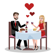 Romantic couple in restaurant on a date.