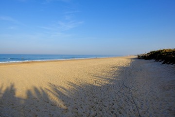 landscape of beautiful sandy great Beach,near Chipiona town, Cadiz, Andalusia, Spain