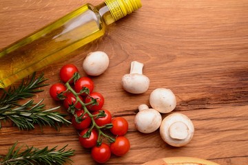 Cooking ingredients near olive oil