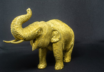 Golden elephant carved from wood Thai art from northern of Thailand 
