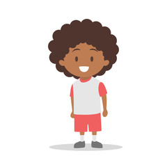 Little boy character in white t-shirt and shorts