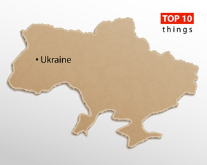 Ukraine map vector. Ukrainian maps craft paper texture. Empty template information creative design element.