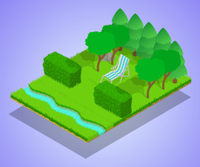Quiet place concept banner. Isometric banner of quiet place vector concept for web, giftcard and postcard