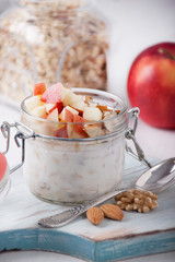 Homemade Bircher Muesli with nuts and apples