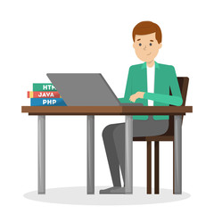 Man sitting at the desk and working