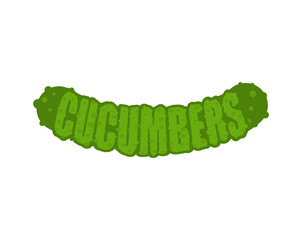 Cucumber Lettering symbol. Vegetable Typography vector illustration
