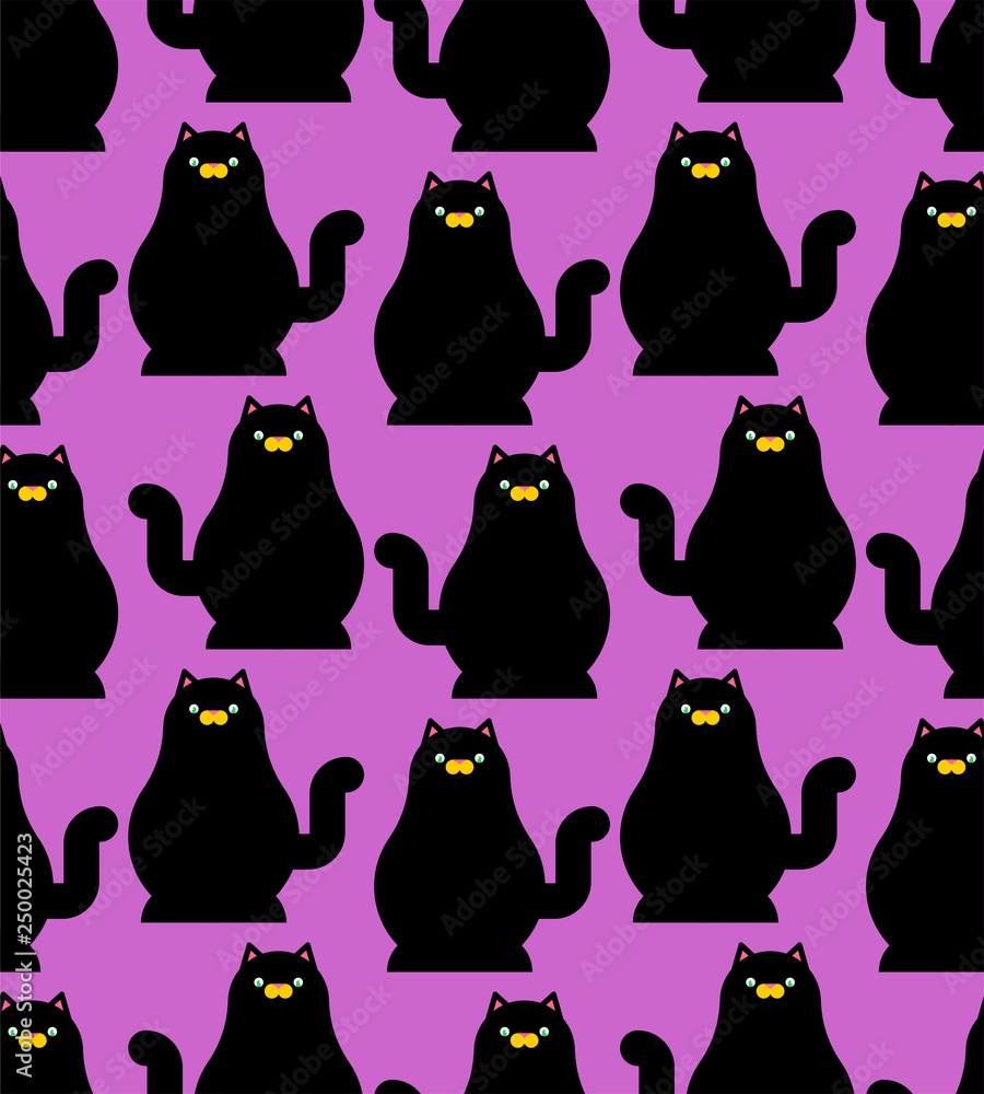 Poster black cat pattern seamless. pet background vector