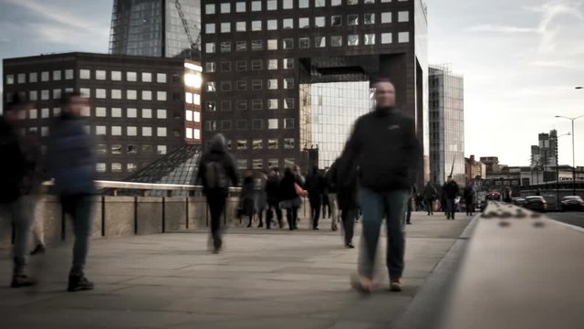 Time lapse of London business people walking