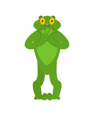 Frog scared OMG emotion. Toad Oh my God emoji. Frightened Anuran. Vector illustration