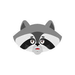 Raccoon happy emoji. Racoon merry emotions. Coon Joyful. Vector illustration