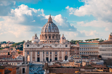 St Peter's Basilica, one of the largest churches in the world and top sights in Rome located in...