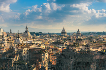 Fototapeta premium View from the top of Rome and historical buildings of the city.
