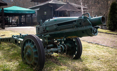 Old rustic cannon from world war two. Region of Tara mountain in Serbia.